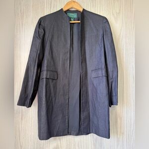 LAUREN RALPH LAUREN Petite Open Front 100% Linen Jacket Blue